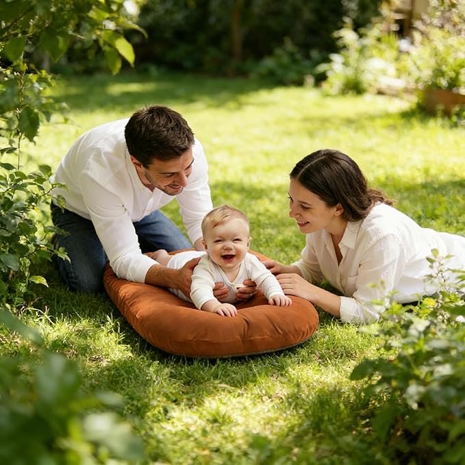 Baby Lounger for Newborn,Baby Nest for Newborn Soft Cotton Breathable for Playtime & Relaxation,Flat Babies Essentials Gifts Newborn Lounger for Boys & Girls 0-12 Months(Coffee)