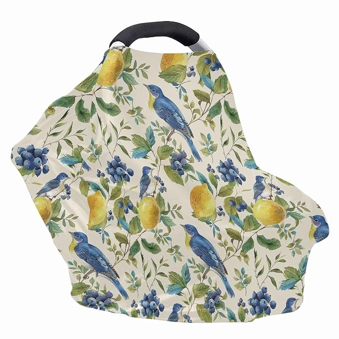 AFPANQZ Lemon Bird Nursing Cover Breastfeeding Scarf Baby Car Seat Covers Infant Stroller Cover Carseat Canopy for Girls and Boys Lightweight Breathable for Outdoor Walking Traveling