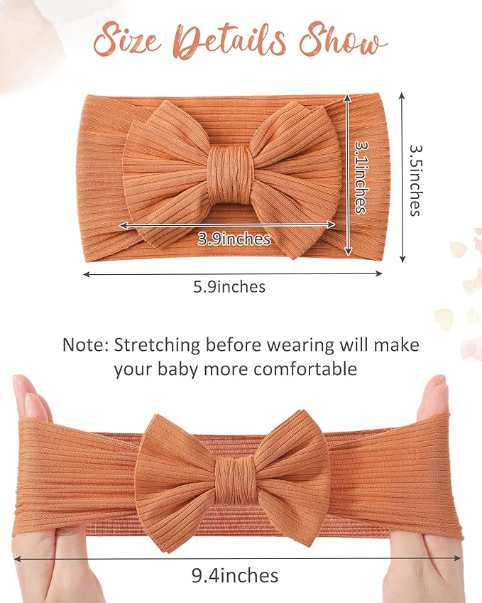 jollybows Baby Headbands, 6pcs Baby Girl Bows Headbands Soft Stretchy Hair Bow Hairbands Hair Accessories for Newborn Infant Toddler Girls Kids