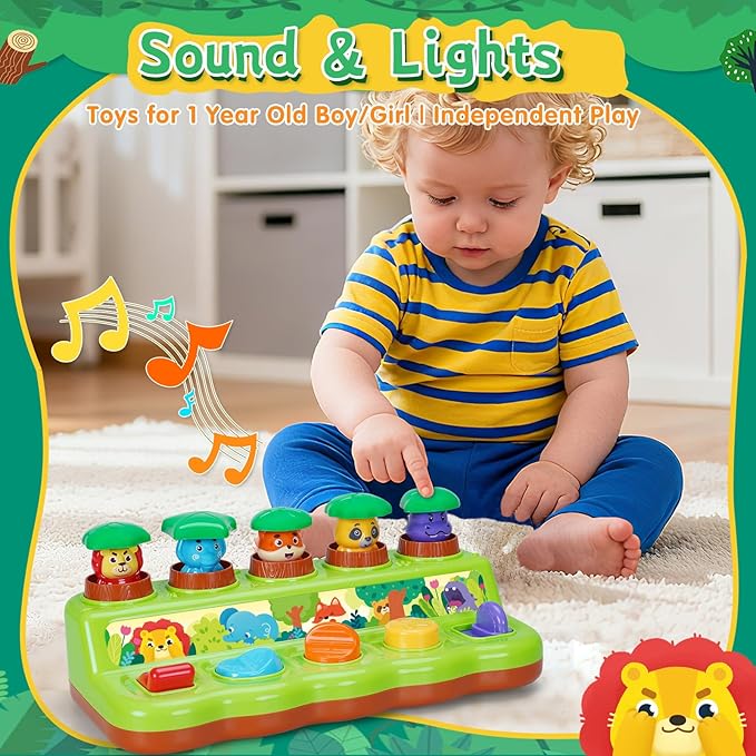 FS Pop Up Toy for Baby 6-12 Months, Cause and Effect Toys for 1 Year Old, Early Learning Educational Pop Up Baby Toy for Boys and Girls Gifts