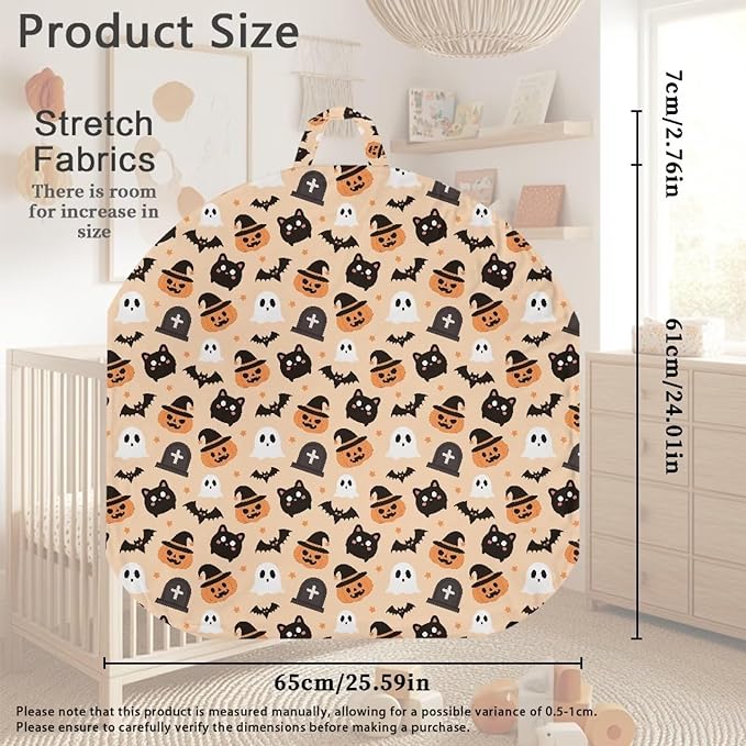 Pumpkin Cats and Bat Newborn Lounger Pillow Cover Removable Soft Comfortable Slipcover for Infant Lounger Pillow Cover Easy to Use and Dustptoof