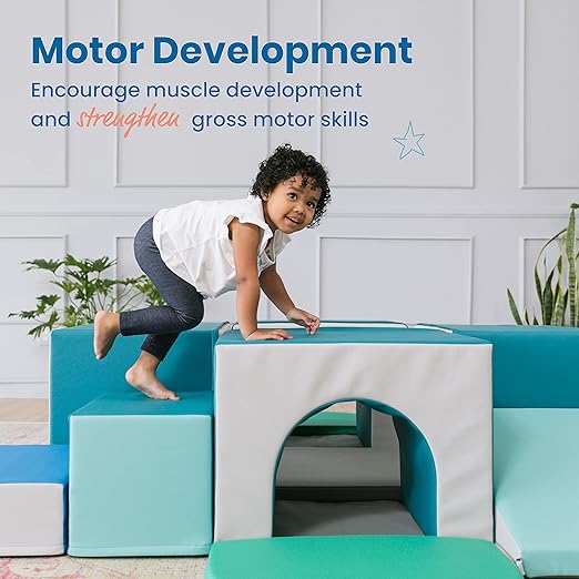 ECR4Kids SoftZone Four Tunnel Maze 360 Degree Climber, Toddler Playset, Contemporary, 15-Piece