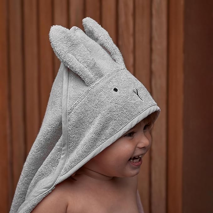 Hooded Baby Towels - 100% Organic Cotton Baby Bath Towels, 32" x 32" Super-Soft and Absorbent Baby Towels for Newborn 2-Pack (Grey/Yellow)