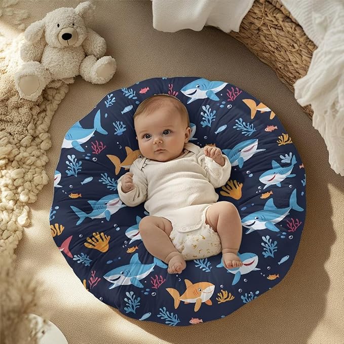 Newborn Lounger Cover, Breathable Newborn Lounger Pillow Cover Soft Lounger Cover for Boys Girls Removable Infant Nest Pillow Slipcover Infant Lounger Cover Shark Design