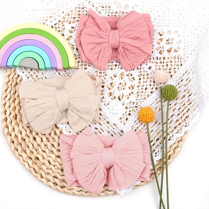 AQOKKA Baby Bows Headbands Nylon Baby Girl Headbands Soft Handmade Hairbands Toddler Hair Accessories for Girls Baby Newborn Infant Kids