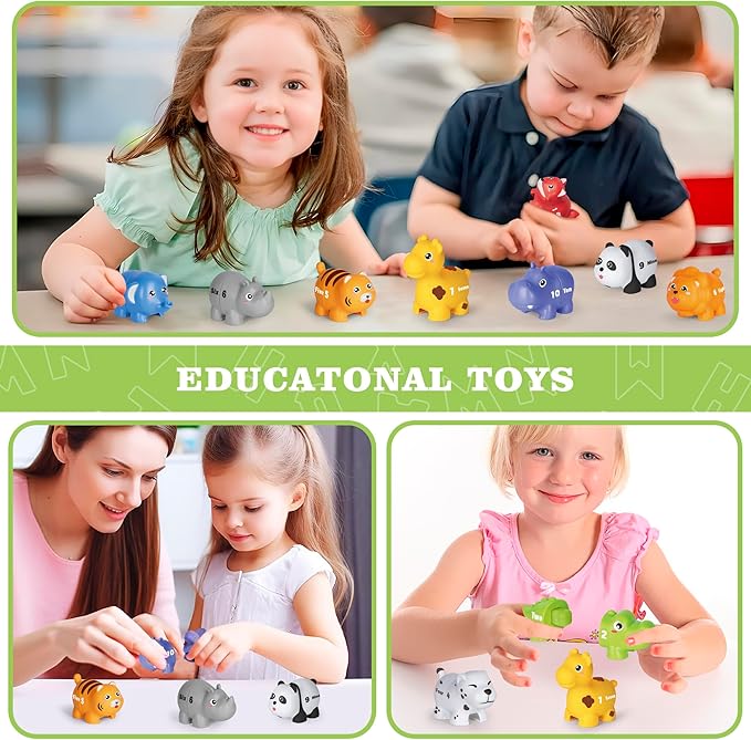 Jetbotell Learning Toys for 2 3 4 Year Old, 20 Pcs Number Matching Game with Digital English, 10 Different Animal Figures, Preschool Activities Montessori Fine Motor Toys for Toddlers Kids