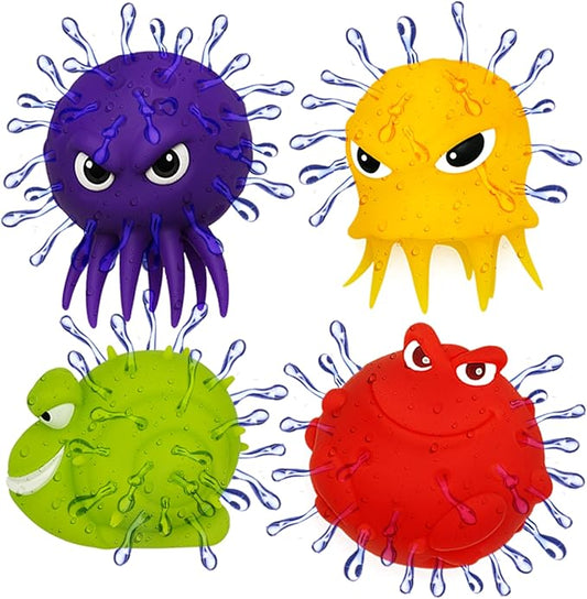 4E's Novelty Sea Animal Octopus Water Balls 4 Pack - Pool Toys Outdoor Activity Game Bath Tub Sensory Octopus Absorbent Splash Balls Bomb, Floating Swim Toys, Easter Basket Stuffers