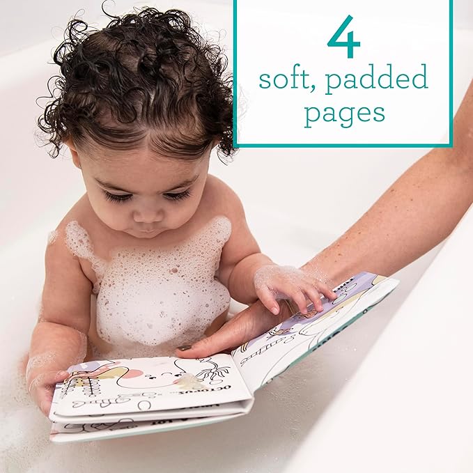 Infantino Color Reveal Bath Book, Baby & Toddler Water Reveal Book for Bath Time Fun, Ocean Theme, Mess-Free, Soft EVA Plastic, Reusable Color-Changing Pages