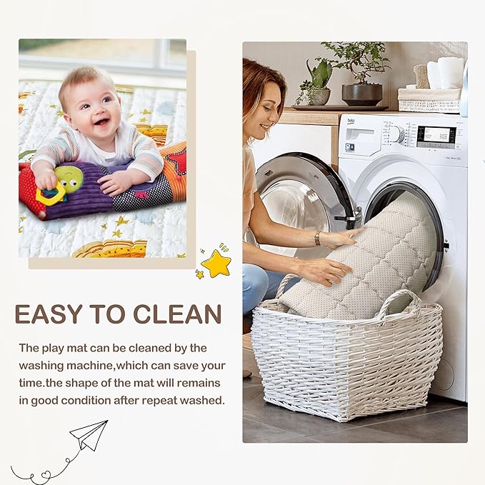 Baby Play Mat for Floor,50" X 50" Playpen Mat for Babies,Foldable & Washable Baby Crawling Mat,Non-Slip Cushioned Baby Floor Mat,Activity Baby Playpen Mat for Infants