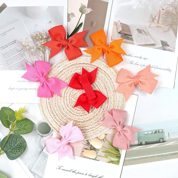 Baby Hair Clips for Girls 40PCS - 2" Girls Fully Lined Bows Hair Pins Tiny Hair Bows Alligator Clips for Baby Girls Infants Toddlers 40 Colors