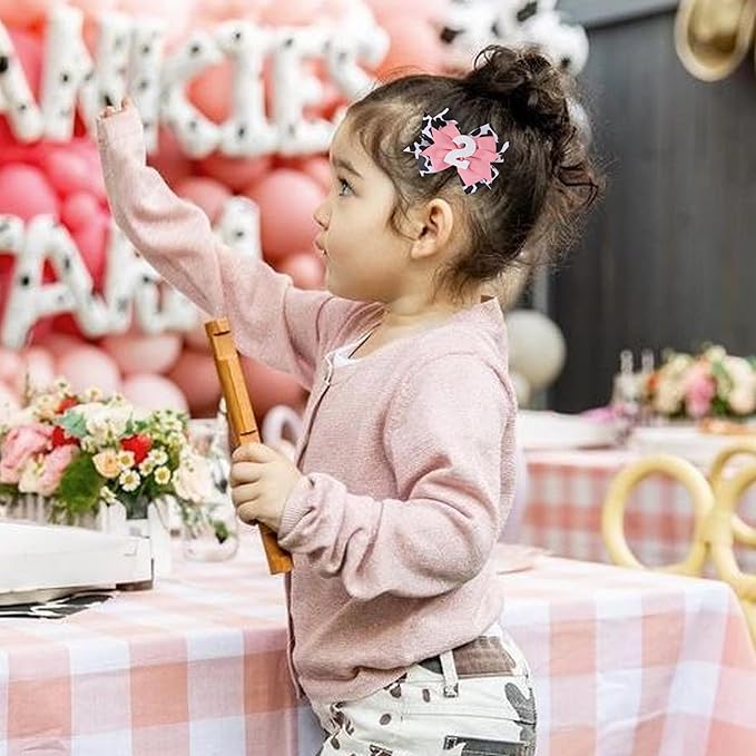 Cow Print Bow Headband - Pink, Baby Girl 2nd Birthday Party Decorations, Farm Animal Themed Headband