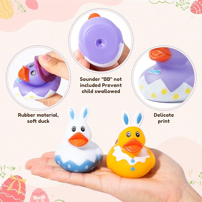 H1vojoxo Happy Easter Rubber Ducks - 30 Set Easter Rubber Ducks for Cruise Assorted Bunny Cruise Duck Tags Kits for Pool Bath Toy Bag Fillers Gifts Holiday Basket Stuffers Baby Showers Accessories