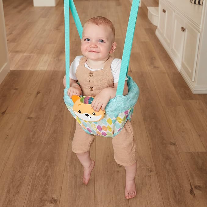 Infantino 2-in-1 Music & Lights Fox Doorway Jumper, Engaging Activity Jumper with Adjustable Strap & Motion-Activated Sounds for Babies 4 Months+