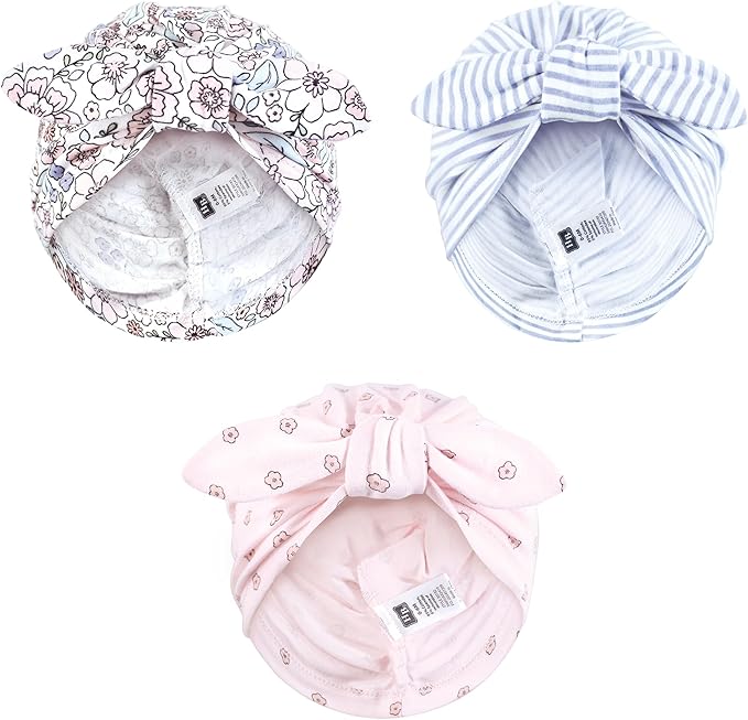 Hudson Baby Infant Girls Turban Cotton Headwraps, 0-24 Months