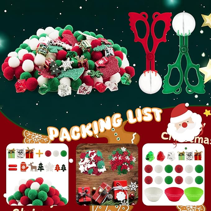 Bbiamsleep 297 Pcs Christmas Sensory Bin Filler Christmas Sensory Bin Items Fine Motor Skill Counting Sorting Xmas Decoration for Xmas Sorting Counting Training