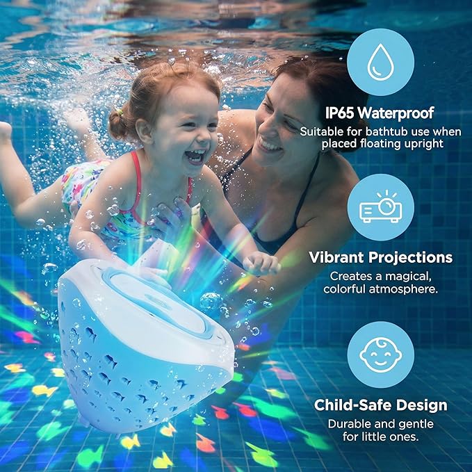 cambk Waterproof Bathtub Light for Kids, Battery Operated Fish Bath Lights for Tub & Bath Time, Color Changing Mood Lighting with Fish World Light Show