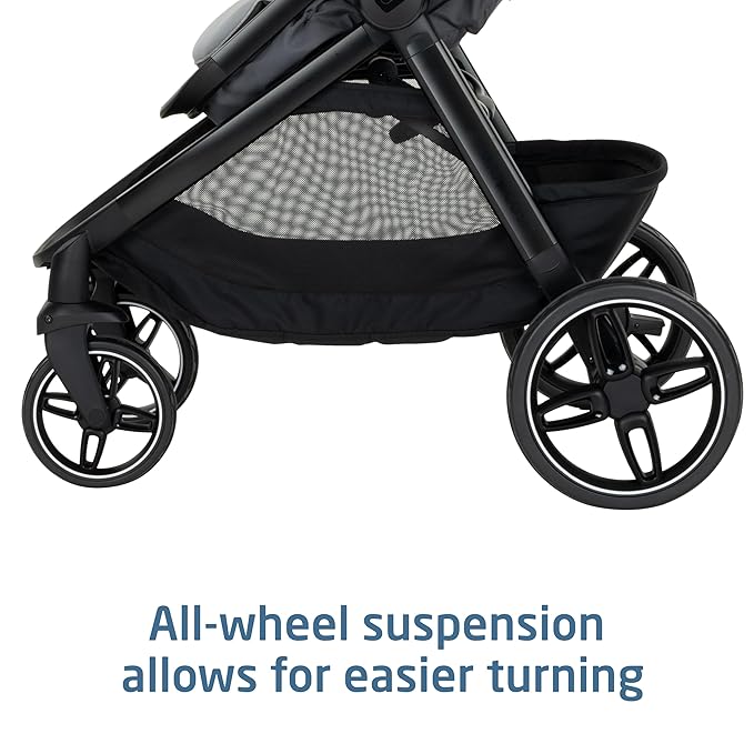 Maxi-Cosi Zelia Pro 5-in-1 Travel System with Mico Pro Infant Car Seat, Baby Stroller Combo, Reversible Seat, Large Wheels, Adjustable Handle, Newborn to Toddler, Lightweight, Sea Salt