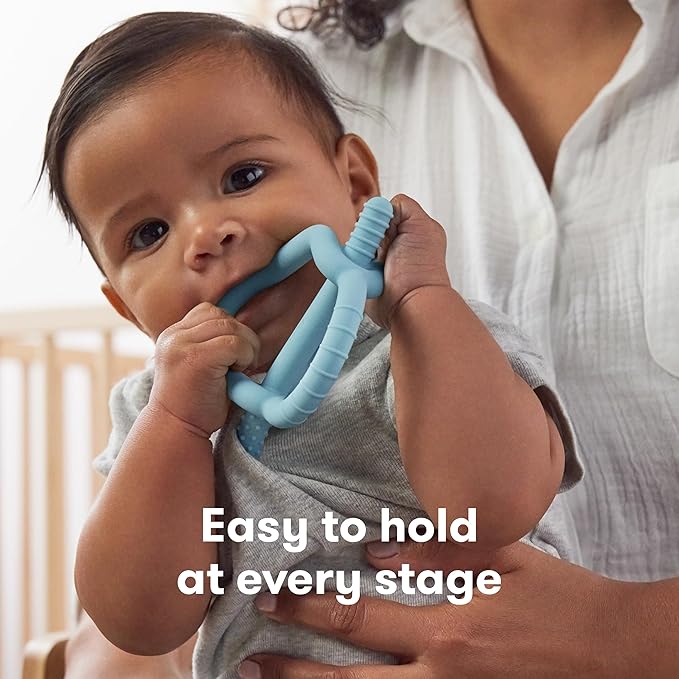Frida Baby Get-A-Grip BabyTeether for Teething Relief | 100% Food-Grade Silicone Teething Toys for Baby 0-6, 12, 18 Months Infant, BPA-Free, PVC-Free | Blue