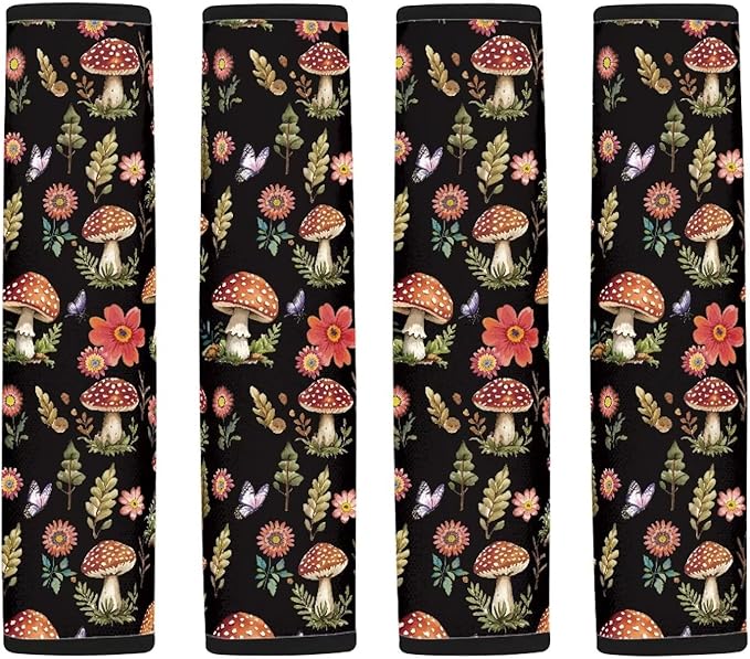 AFPANQZ Mushroom 1 Pair/Set Safety Seatbelt Cover Kit Car Auto Seat Belt Pads Covers Comfortable Driving Car Seats Accessories Backpack Bags Strap Pads Covers