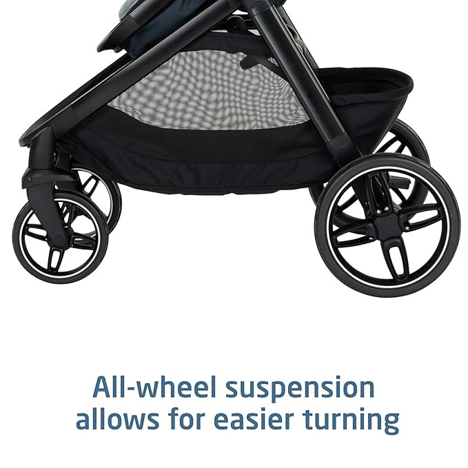 Maxi-Cosi Zelia Pro 5-in-1 Travel System with Mico Pro Infant Car Seat, Baby Stroller Combo, Reversible Seat, Large Wheels, Adjustable Handle, Newborn to Toddler, Lightweight, Seascape