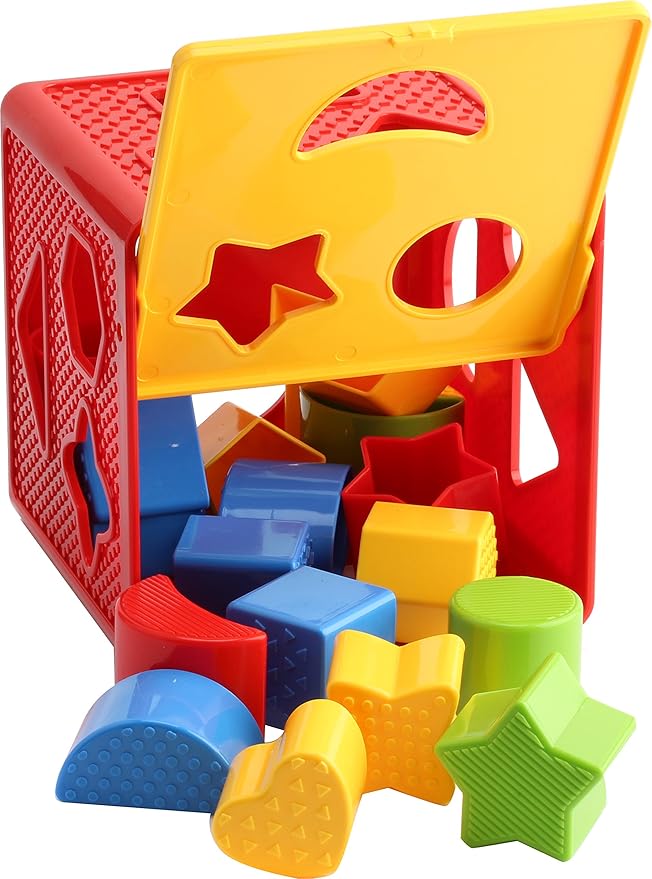 Play22 Baby Blocks Shape Sorter Toy - Childrens Blocks Includes 18 Shapes - Learning Color Recognition - Colorful Sorter Cube Box - My First Baby Toys - Toys Gift for Boys & Girls