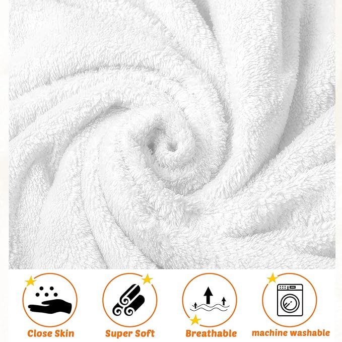 Reginary 4 Pack Baby Hooded Towels Coral Fleece Baby Bath Towels 30 x 30 Inch Soft Absorbent Hooded Bath Blanket for Newborn Toddler Infant Boy Girl Shower Gift Supplies (White)