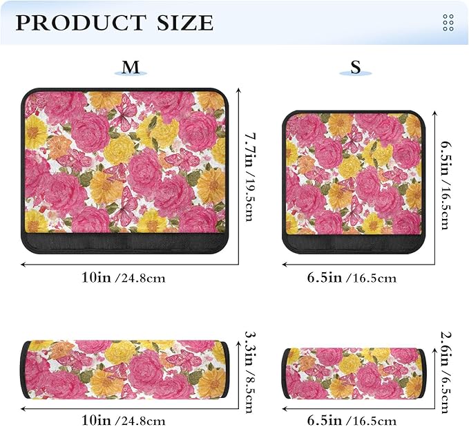 2 Pack Seatbelt Covers Seat Belt Cover Pad for Adults Boys Girls Car Seat Strap Covers Pads Cushion Universal Shoulder Strap Pad Protector for Backpack Camera Bag 10x7.7Inch Roses Bloom and Butterflie