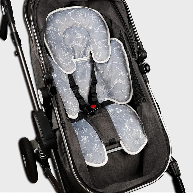 DILIMI Baby Car Seat Head and Body Support, 2-in-1 Infant Car Seat Insert, Soft Cushion for Car Seat, Stroller, Bouncers, Dinosaur