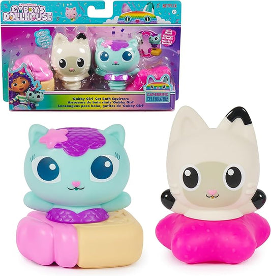 Gabby’s Dollhouse: Gabby Cat Bath Squirters, Mercat & Pandy Paws Floating Toddler Bath Toys for Girls & Boys Ages 3 and up