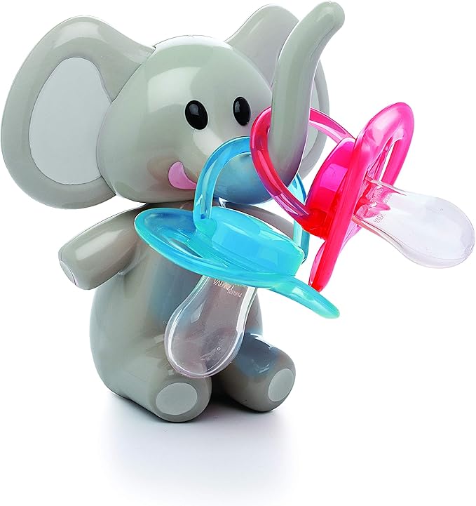 melii Elephant Pacifier Holder – Pacifier Storage – Grey with Grey Ears