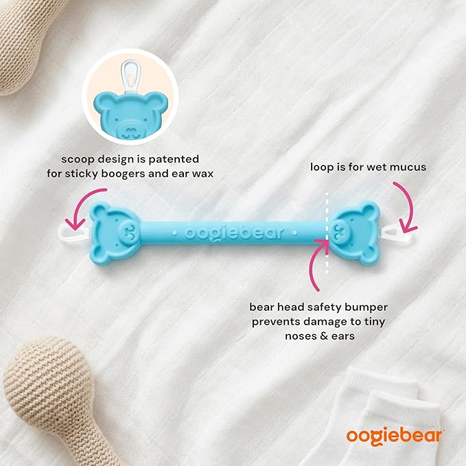 oogiebear: Baby Nose Cleaner & Ear Wax Removal Tool - Safe Booger & Earwax Removal for Newborns, Infants, Toddlers - Dual-Ended - Essential Baby Stuff, Diaper Bag Must-Have, 2 Pack Blue with CASE