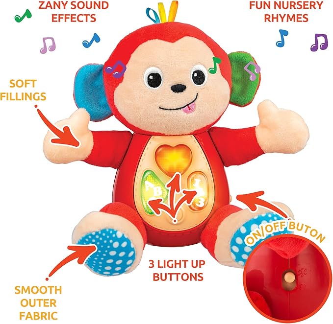 KiddoLab Play & Learn Bundle: Lira's Light-Up Caterpillar Crib Toy & Melodic Monkey Plush - Engaging Musical Pals for Your Little One.