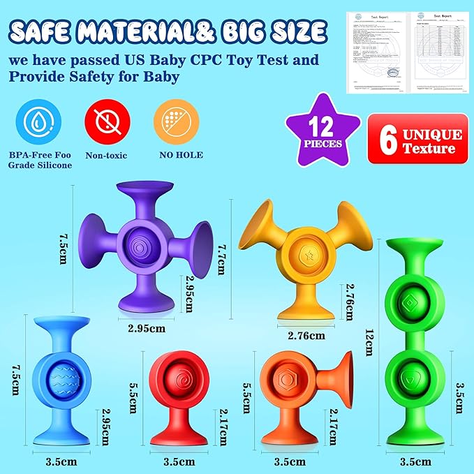 Baby Bath Toys Suction Toy: No Hole Bath Toy for Baby Toddlers Sensory Fidget Toys for Autism Fine Motor Skills Suction Cup Toys for Boys Girls - Bathtub Airplane Travel Easter Basket Stuffers