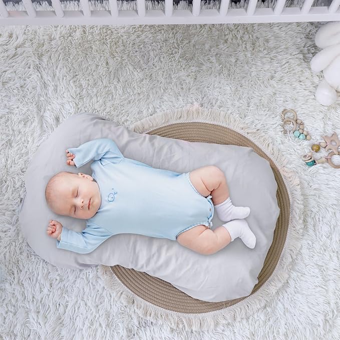 SWESEN Baby Lounger Cover, Ultra Breathable Newborn Lounger Cover, Cotton Linen Lounger Slipcover for Baby Girls and Boys, Covers Only, Grey