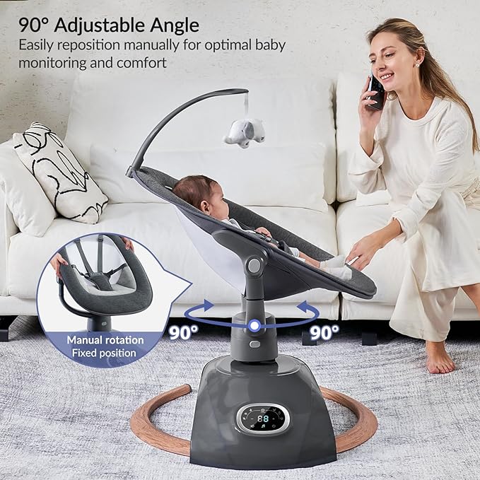 VaVaSoo Electric Baby Swing for Infants Mamroo with Remote Control, Rocker with 6 motions, 5 Speeds, 13 Music Include White Noise, 5 Point Harness, 3 Seat Positions for Newborn Boy Girl Max 20 Lbs