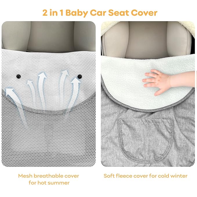 Car Seat Cover for Babies,Winter Baby Car Seat Cover for Boys & Girls-Keeps Babies Warm and Cozy,2 in 1Universal Carseat Cover Fit for All Season