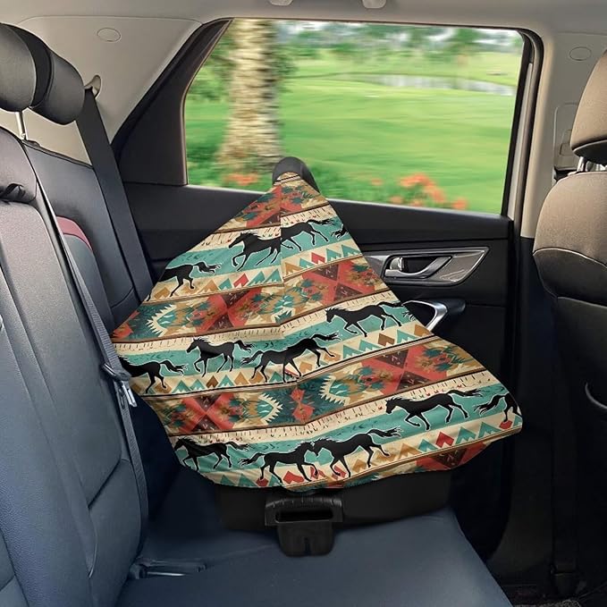 Youngerbaby Aztec Western Horse Nursing Cover for Newborns Breastfeeding Cover Scarf Baby Car Seat Covers Infant Stroller Cover Carseat Canopy for Girls and Boys Full Coverage