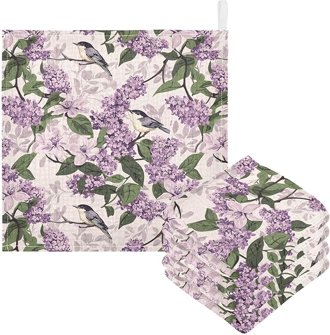 vvfelixl Baby Muslin Washcloths Bloom Lilac Magno Baby Burp Cloths Cotton Babys Face Towel for Newborn Infants Boys Girls Soft and Absorbent 11.8 X 11.8 in, 3 Pack