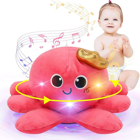Musical Octopus Baby Toy - Crawling & Rotating Octopus Toy with Recording, Light-Up Voice Control, Clap Hands Awake for 2-6 Year Old Boys and Girls, Tummy Time Sensory Toy