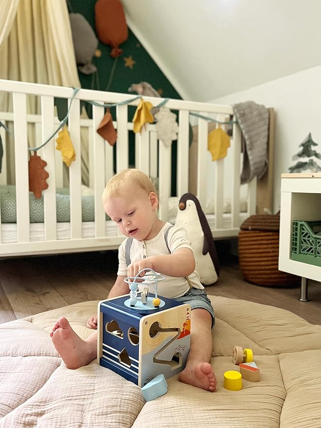 Small Foot Large Ocean Wooden Motor Skills Cube, Maritime Motor Skills Toy for Young Children from 12 Months, 12312