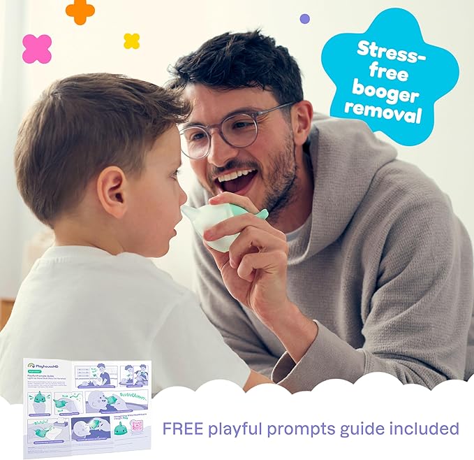 Playhouse MD Booger Buddy Nasal Aspirator Bulb, Narwhal - with LED Light for Babies & Toddlers – BPA-Free Snot Remover for Infant Stuffy Nose and Congestion Relief – Easy to Clean Design