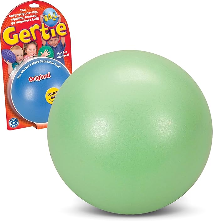 Small World Toys Gertie Handball, 9" Inflatable Sensory Balls, Soft Huggable Squishy Bouncy Ball for Kids Ages 3+, Toddler Ball for Sensory Development (Green)