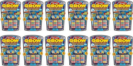 JA-RU Magic Grow Capsules for Kids - Water Growing Toys (12 Pack, 12 Capsules Each) Expanding Sea Creatures, Dinosaurs, Farm Animals Foam Bath Toys. Bulk Science Party Favors. 305-12s