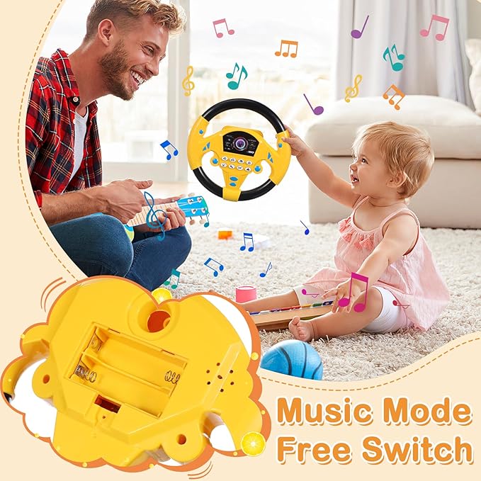 TOYANDONA Steering Wheel Toy for Kids Toy Steering Wheel Simulated Driving Controller Electric Early Learning Educational Toy Pretend Driving Seat for Children Boys and Girls