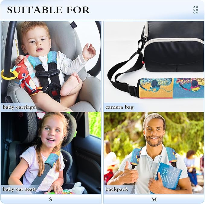 CHIFIGNO 2 Pack Car Seat Belt Covers Colorful Funny Pineapples Car Seat Strap Pads Cute Shoulder Pads Car Accessories for Car Bag