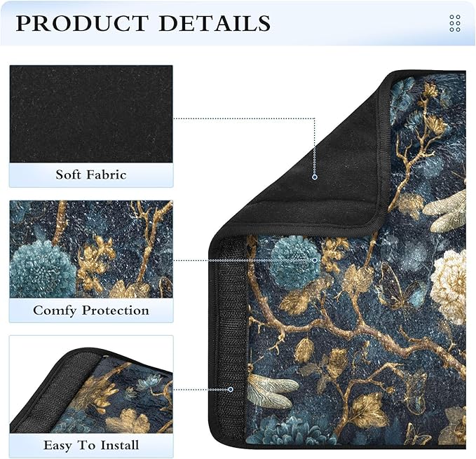 2 Pack Seatbelt Covers Seat Belt Cover Pad for Adults Boys Girls Car Seat Strap Covers Pads Cushion Universal Shoulder Strap Pad Protector for Backpack Camera Bag 6.5 Inch Mystical Flowers and Dragonf
