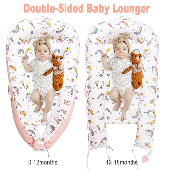 Viviland Baby Lounger Snuggle Me Lounger Fits 0-24 Months Newborn Infant Babies, Unicorn