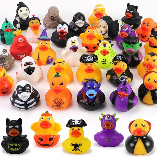 30 Pcs Jeep Ducks for Ducking, Halloween Ducks for Jeeps Ducking, Halloween Rubber Ducks for Kids, Assortment Mini Rubber Duckie Toys for Trick or Treat Fillers Baby Bath Shower Toys