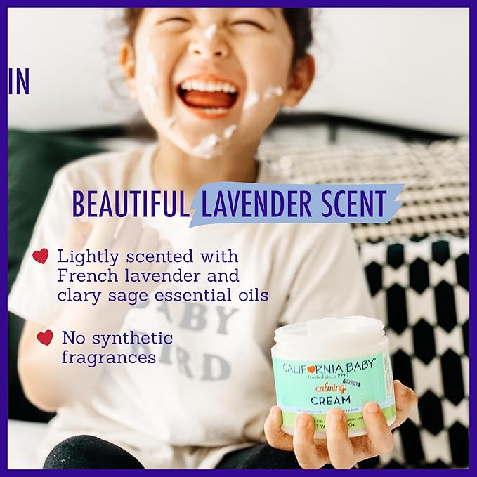 California Baby Calming Cream | 100% Plant-Based Moisturizer | Lavender Baby Lotion | Face Moisturizer For Dry Skin | Hypoallergenic | 2.9 oz / 82g