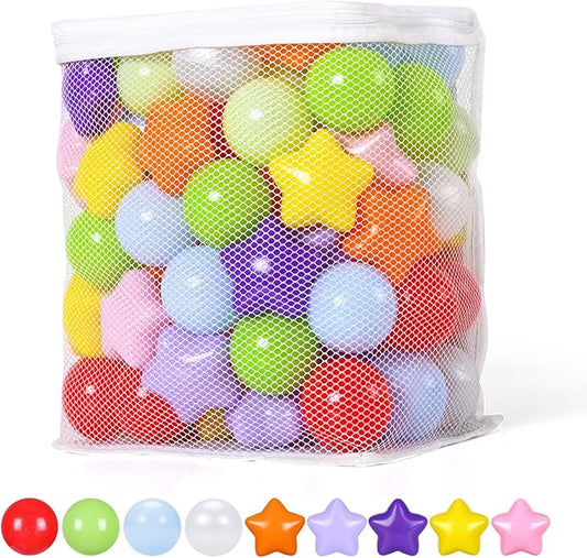 Realhaha Ball Pit Balls 50 100 200 500, Star Shapes for Babies Kids Playpen Plastic Balls for Babies Ball Pool Puppy Playballs